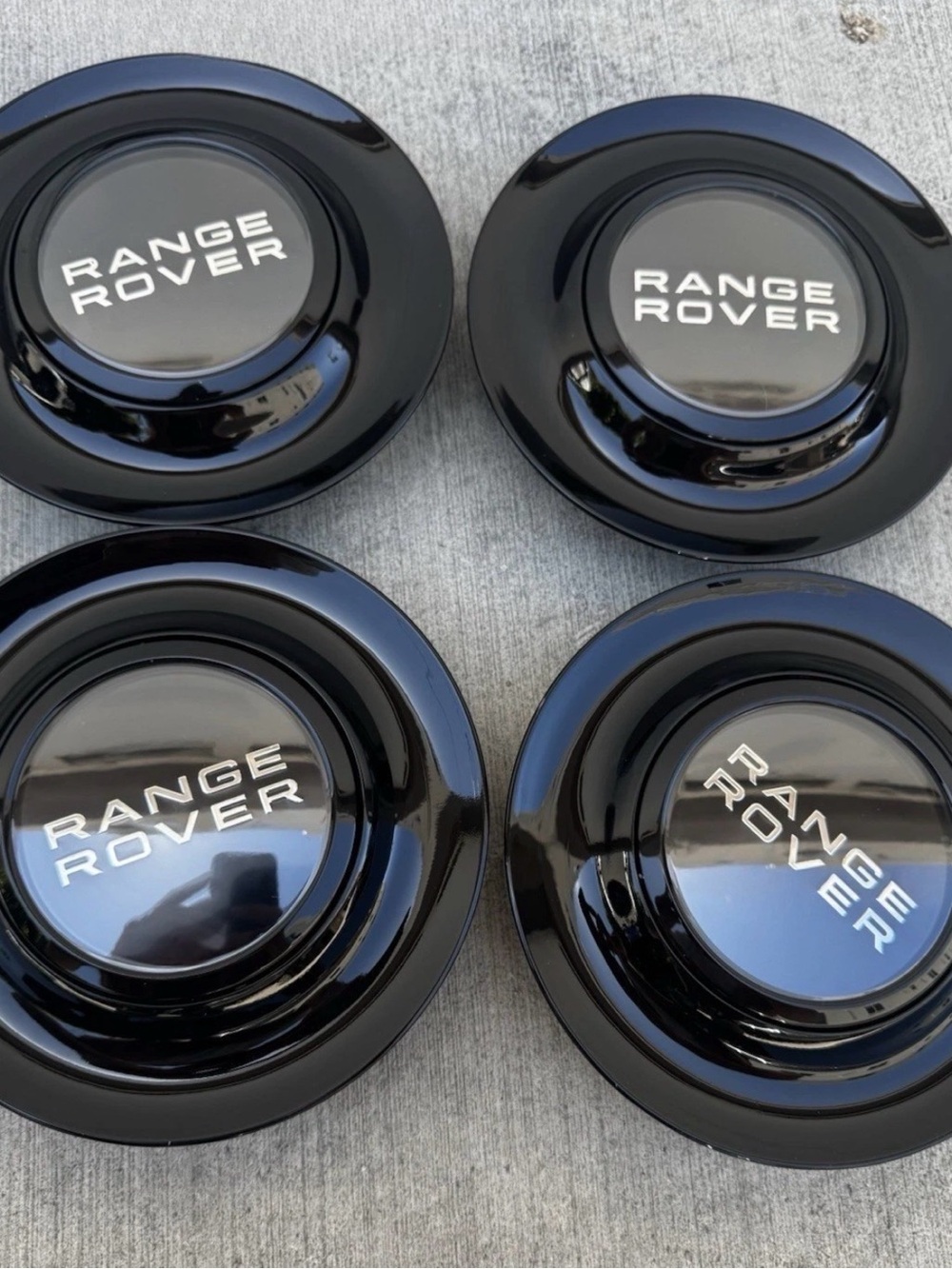 4 Set BLACK Range Floating Center Caps For Forgiato Rover Hubcap Rim 7.2 Inch